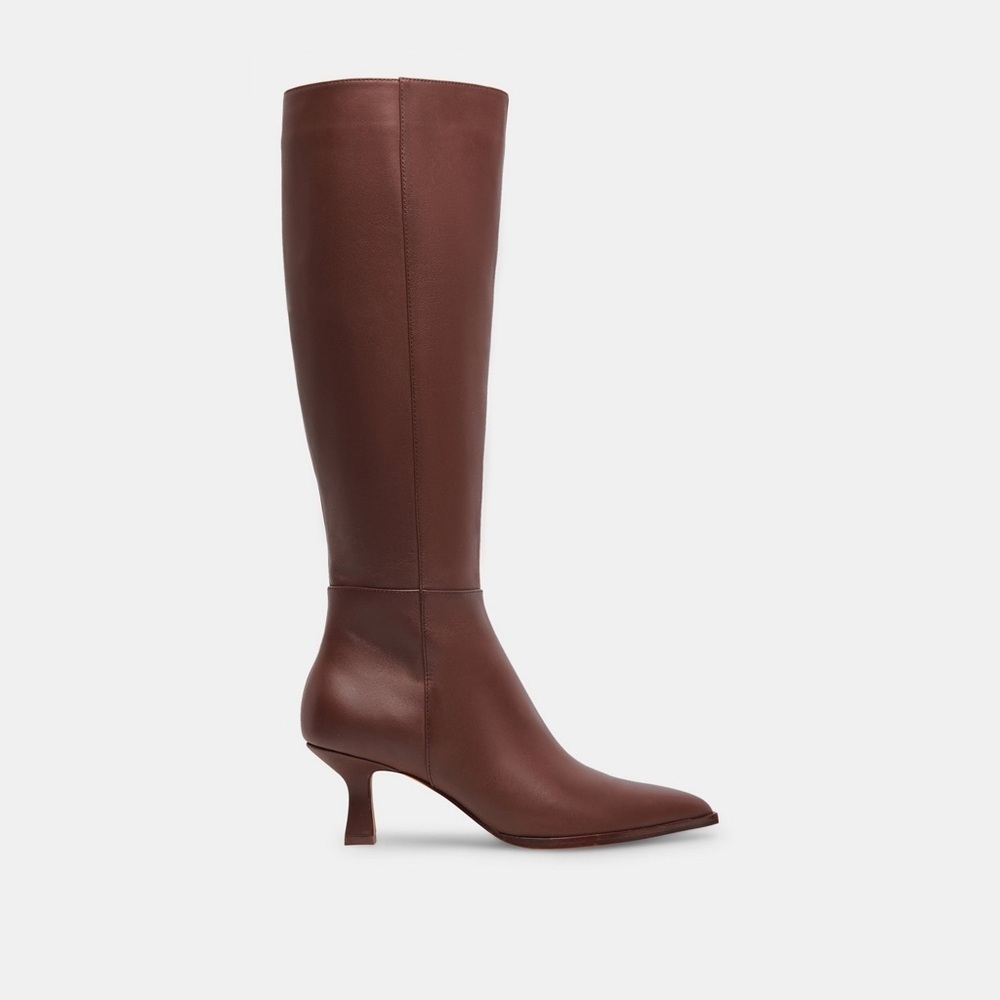 NEW Dolce Vita Auggie Wide Calf Leather Knee High Boots Chocolate Brown Size 9E - Picture 3 of 16